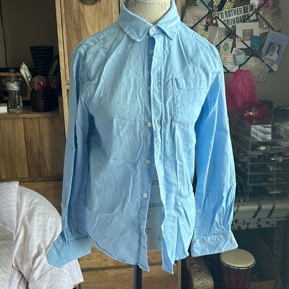Blue Wonder Nation Textured Button Down Shirt - 2XL